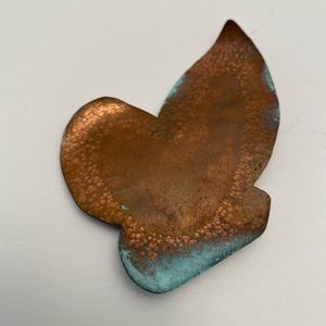 Vintage Copper Green Patina Brooch Modern Textured